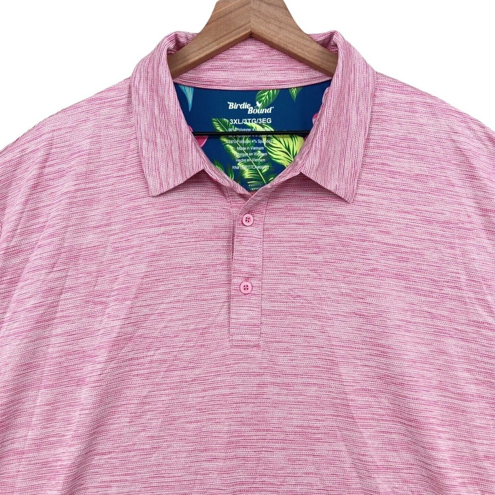 Birdie Bound Polo Shirt Mens 3XL Pink Space Dye Stretch Short Sleeve Activewear